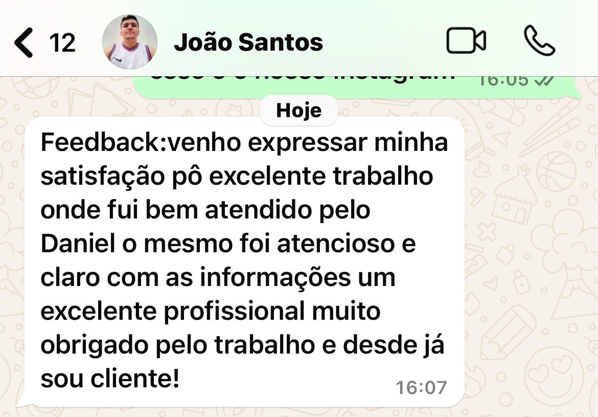 Depoimento de cliente sobre atendimento de Daniel Archanjo