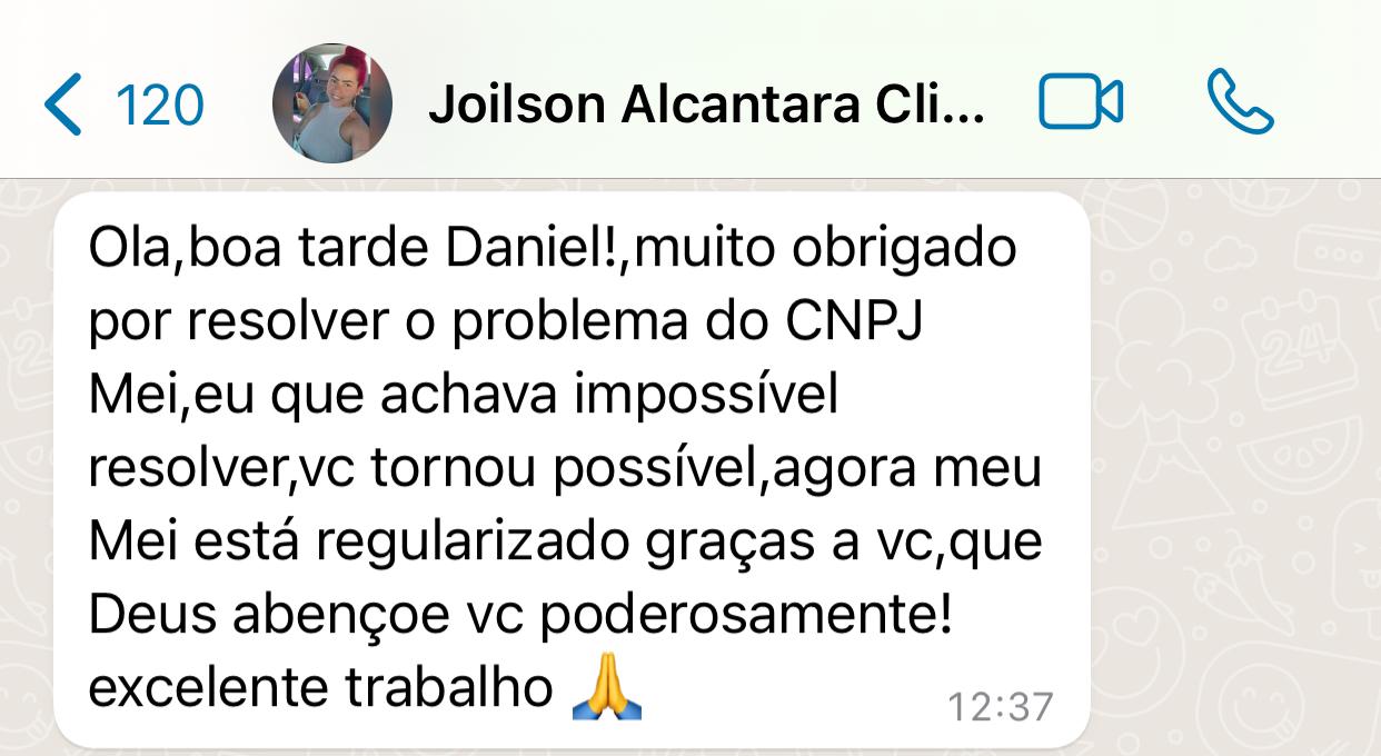Depoimento de cliente sobre MEI regularizado