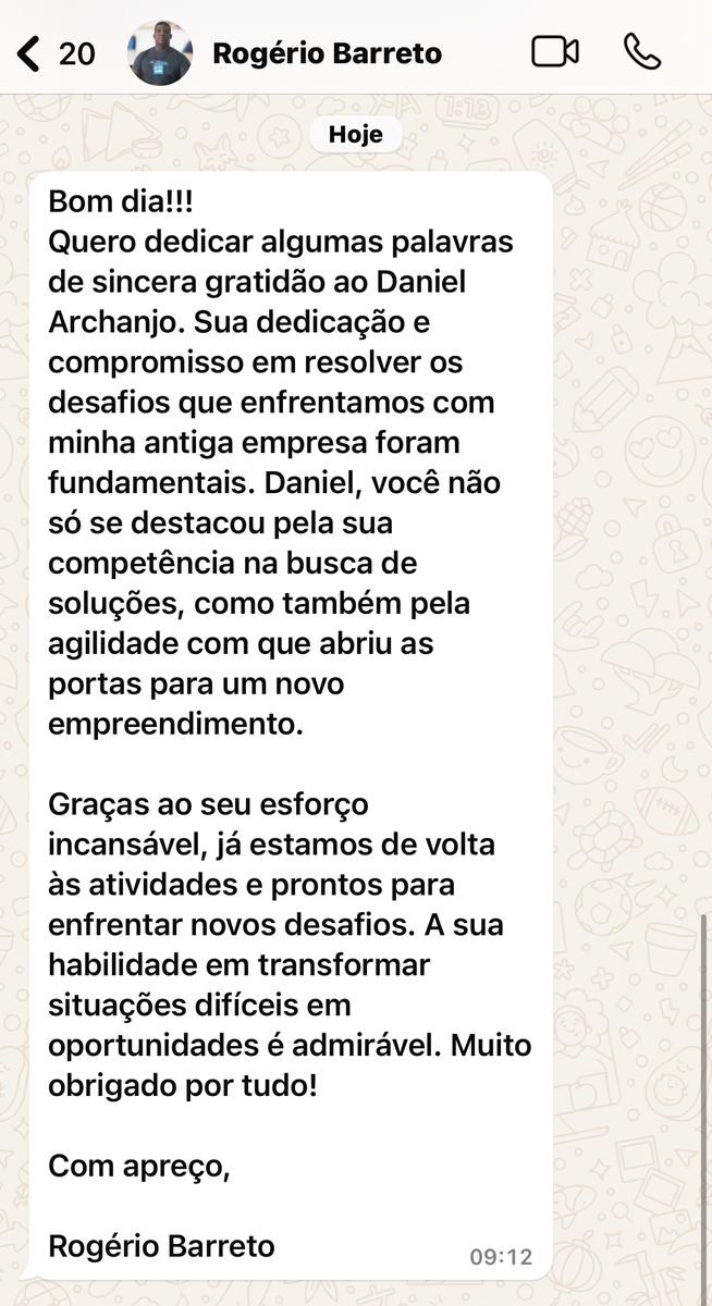 Depoimento de cliente sobre empresa reativada e pronta para novos desafios