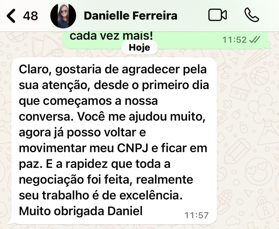 Depoimento de cliente sobre negociação de CNPJ